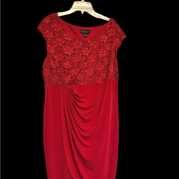 Red Sleeveless Dress with Embellished Bodice PTP 19-23 inches EUC - Picture 3 of 5